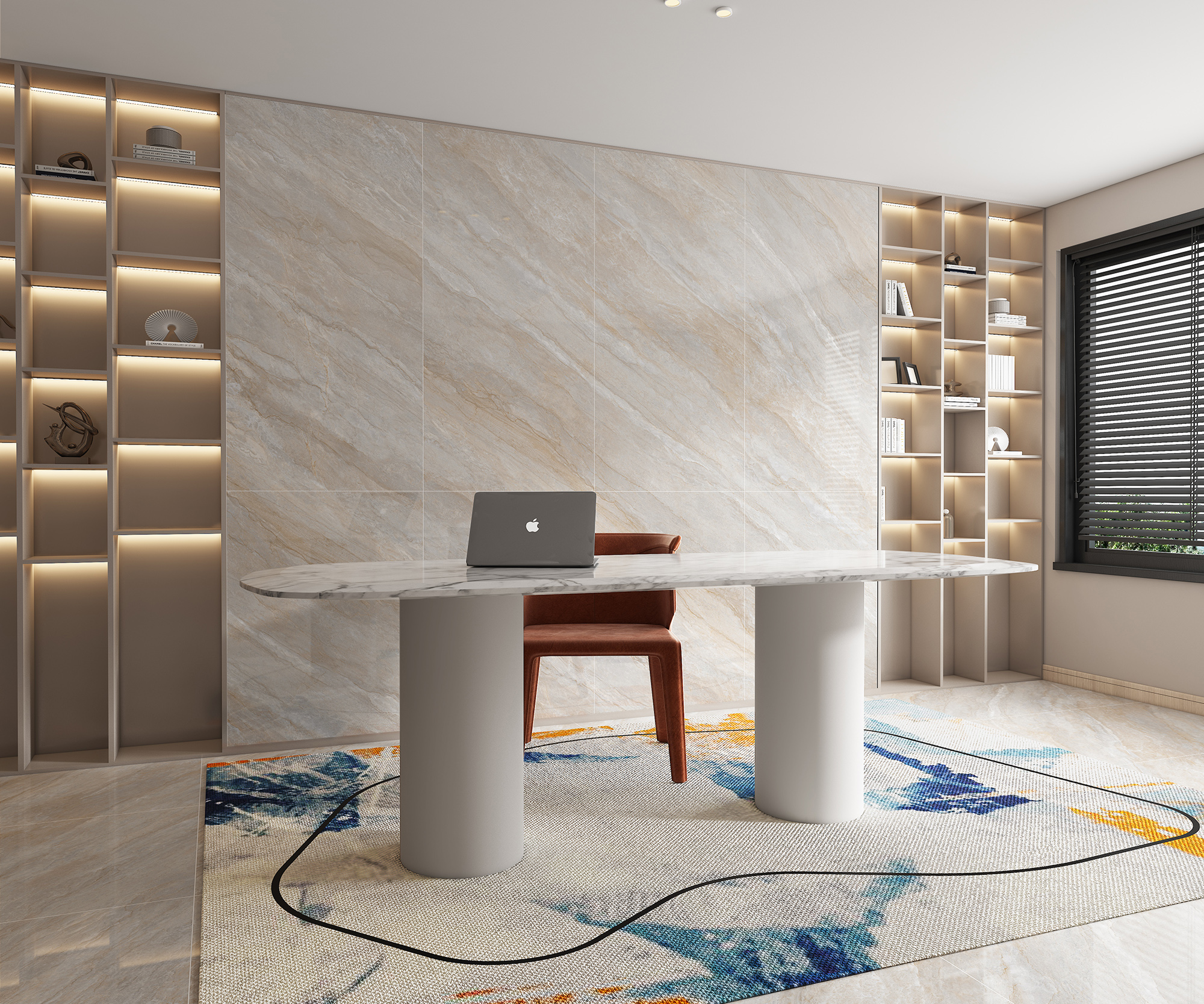 750x1500mm Villa Luxury Gold Color Marble look Kitchen interior design ...