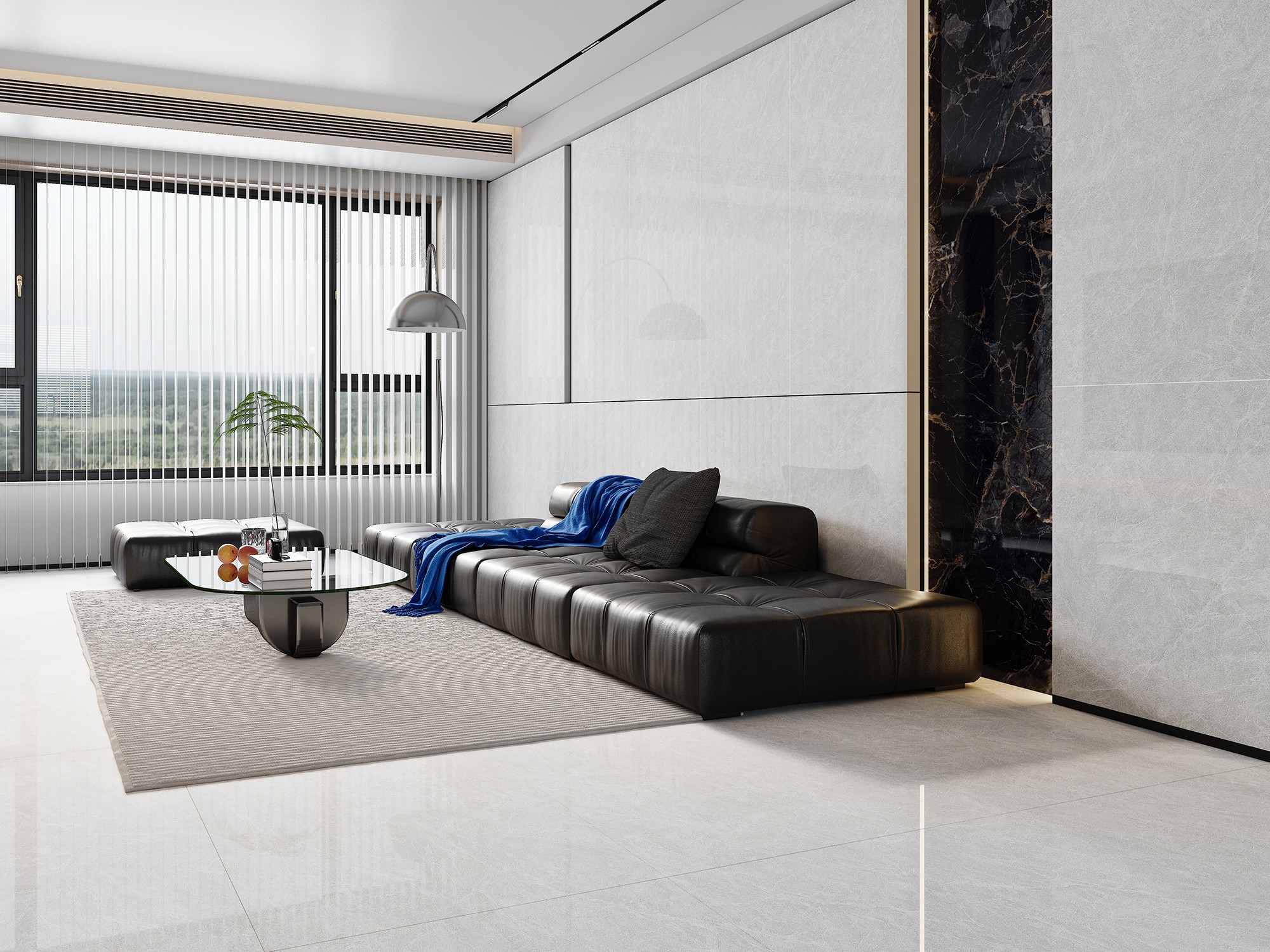 750x1500mm Ivory Grey Villa Luxury Marble look Kitchen interior design ...